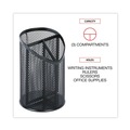 Office Jansan | Universal UNV20019 4.13 in. Diameter x 6 in. Height 3-Compartment Metal Mesh Pencil Cup - Black image number 5