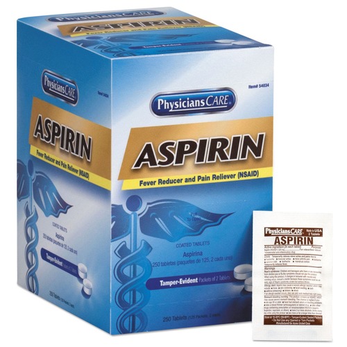 First Aid | First Aid Only 54034 Aspirin Tablets (250/Box) image number 0