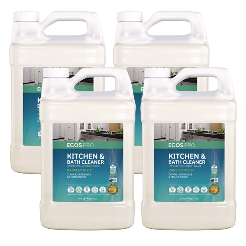 Office Jansan | ECOS PRO PL974604CT 1 Gallon Parsley Plus All-Purpose Kitchen and Bathroom Cleaner Bottle - Herbal Scent (4/Carton) image number 0