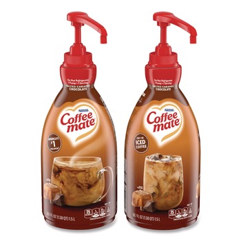 Coffee-Mate 12323367 1.5 L Liquid Creamer Pump Bottle - Salted Caramel Chocolate (2/Carton)