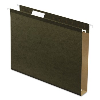 Pendaflex 1 in. Extra Capacity 1/5-Cut Tabs Reinforced Hanging Letter File Folders with Box Bottom - Green (25/Box)
