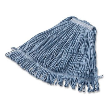 Rubbermaid Commercial Super Stitch Blend Cotton/Synthetic Mop Head - Large, Blue (6/Carton)