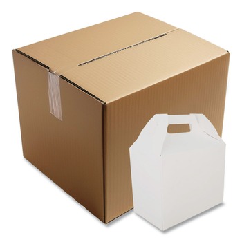 SCT 10 lbs. Capacity 8.88 in. x 5 in. x 6.75 in. Paper Carryout Barn Boxes - White (150/Carton)