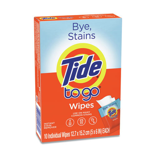 Cleaners & Chemicals | Tide 49089BX To Go 6 in. x 5 in. Instant Stain Remover Wipes - Scented (10-Piece/Box) image number 0