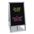 MasterVision DKT30505072 Magnetic 25 in. x 35 in. Wet Erase Sign Board Stand - Black/Aluminum image number 2