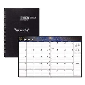 House of Doolittle 11 in. x 7 in. 13-Month (Dec-Dec 2026) Recycled Stargazer Monthly Planner - Black Cover