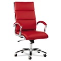 | Alera ALENR4139 Neratoli Series 17.32 in. to 21.25 in. Seat Height Up to 275 lbs. High-Back Slim Faux Leather Profile Chair - Red Seat/Back, Chrome image number 1
