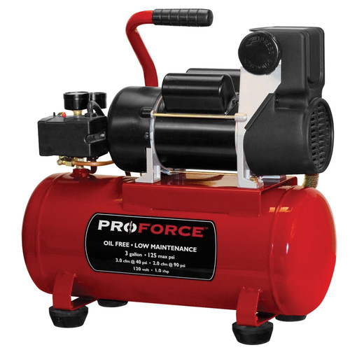 Portable Air Compressors | ProForce VPF1080318 1 HP 3 Gallon Oil-Free Hotdog Air Compressor image number 0