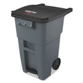 Trash & Waste Bins | Rubbermaid Commercial 1971956 50 Gallon Brute Step-On Rollouts - Metal/Plastic, Gray image number 0