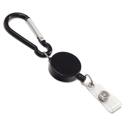 Office Jansan | Advantus 76349 24 in. Extension Metal Badge Reel/Carabiner Set - Black (5/Pack) image number 0