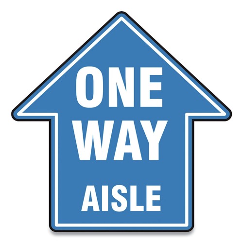  | GN1 MFS464ESP 12 in. x 12 in. "One Way Aisle" Slip-Gard Social Distance Floor Signs - Blue (25/Pack) image number 0