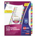 Office Jansan | Avery 11846 Ready Index 11 in. x 8.5 in. 1-Tab 1 to 31 Customizable TOC Dividers - White/Multicolor Tabs (1-Set) image number 0