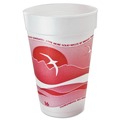 Cups and Lids | Dart 16J16H 16 oz. Horizon Printed Hot/Cold Foam Drinking Cups - Cranberry/White (25/Bag, 40 Bags/Carton) image number 0