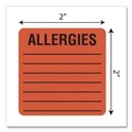 Office Jansan | Tabbies 40560 2 in. x 2 in. "ALLERGIES" Allergy Warning Labels - Fluorescent Red (1-Roll) image number 3