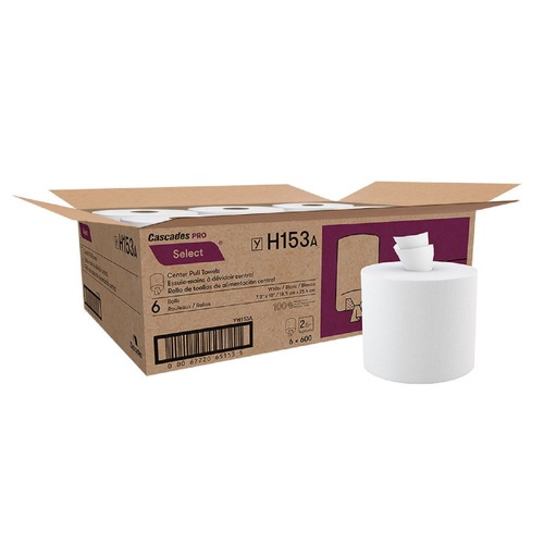 Office Jansan | Cascades PRO H153 Select 7.3 in. x 10 in. 2-Ply Center-Pull Paper Towels - White (6/Carton) image number 0