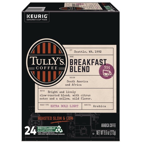 Bulk Savings Pricing 2 | Tully's Coffee 5000330027 Coffee K-Cups - Breakfast Blend (24/Box) image number 0