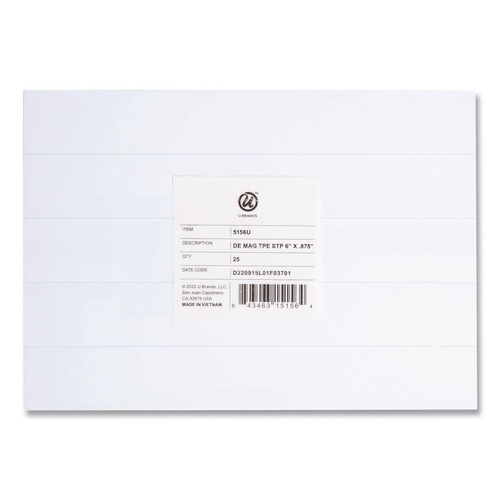 Office & Office Supplies | U Brands 5156U00-08 6 in. x 0.88 in. Dry Erase Magnetic Tape Strips - White (25/Pack) image number 0