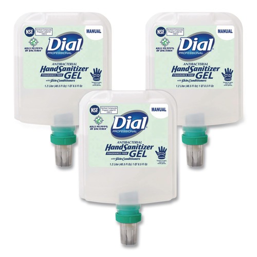 Cleaning & Janitorial Supplies | Dial Professional 19711 1.2 Liter Antibacterial Gel Hand Sanitizer Refill for Dial 1700 Dispenser - Fragrance-Free (3/Carton) image number 0