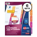 Office Jansan | Avery 11187 Ready Index 11 in. x 8.5 in. 5-Tab 1 to 5 Customizable TOC Dividers - Multicolor Tabs/White (6/Pack) image number 0