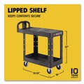 Cleaning Carts | Rubbermaid Commercial FG450500BLA 19.19 in. x 37.88 in. x 33.33 in. 500 lb. Capacity Plastic Flat Shelf Utility Cart - Black image number 4