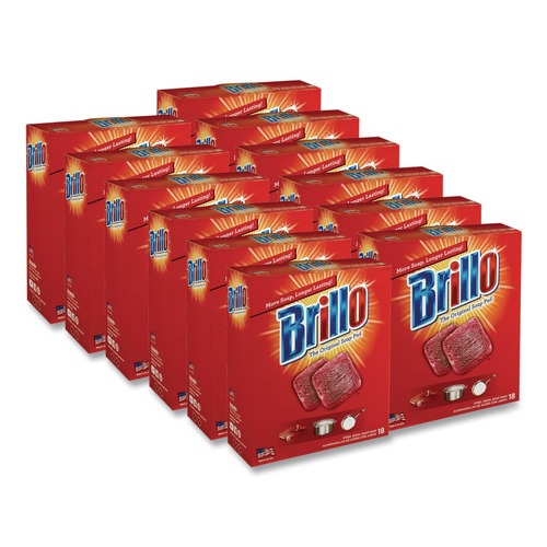 Cleaning Tools | Brillo 23318 2.5 in. x 3 in. Steel Wool Soap Pads - Gray/Pink (12/Carton) image number 0