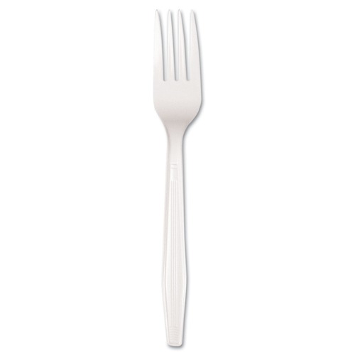 Cutlery | Boardwalk BWK FORKMWPS Mediumweight Polystyrene Forks - White (100-Piece/Box) image number 0