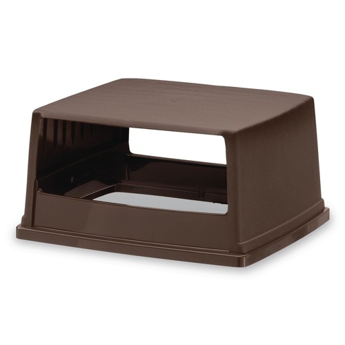 Trash & Waste Bins | Rubbermaid Commercial FG256V00BRN 23 in. x 26.63 in. x 13 in. Hooded Top Glutton Receptacle without Door - Brown image number 0