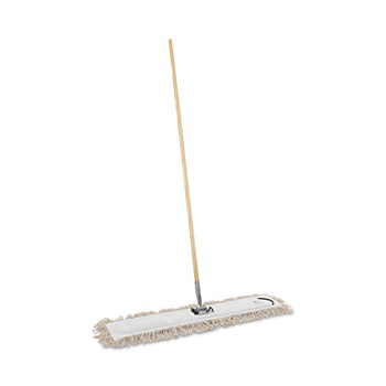 Boardwalk 36 in. x 5 in. Cotton Head 60 in. Wood Handle Cotton Dry Mopping Kit - Natural (1-Kit)