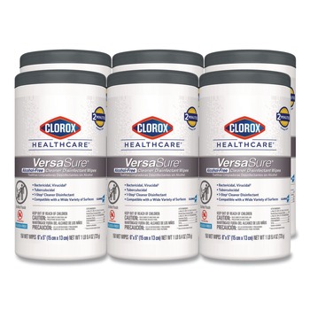 Clorox Healthcare VersaSure 6.75 in. x 8 in. 1-Ply Cleaner Disinfectant Wipes - White Fragranced (6/Carton)