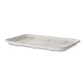 Food Trays, Containers, and Lids | Eco-Products EP-MP2SNFA 8.5 in. x 6.2 in. x 0.5 in. Sugarcane Fiber Meat and Produce Food Trays - White (400/Carton) image number 0