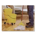 Mops | Rubbermaid Commercial FGD25206WH00 Super Stitch Looped-End Cotton/Synthetic Wet Mop Head - Medium, Green/White (6/Carton) image number 3
