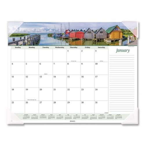 Office & Office Supplies | AT-A-GLANCE 89803 12-Month (Jan-Dec): 2026 22 in. x 17 in. Seascape Panoramic Photography Seascape Panoramic Desk Pad - White Sheets, Clear Corners image number 0