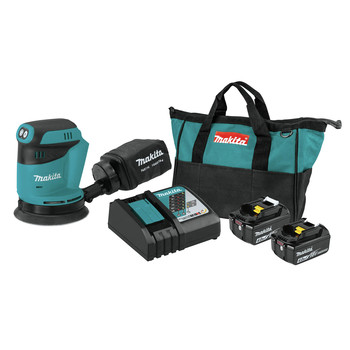 RANDOM ORBITAL SANDERS | Makita XOB01Z-BL1840BDC2 18V LXT Lithium-Ion 5 in. Cordless Random Orbit Sander and 2 Batteries with Rapid Optimum Charger Bundle (4 Ah)