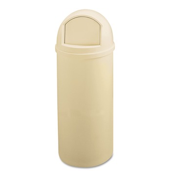 Rubbermaid Commercial Marshal 25-Gallon Plastic Round Classic Container - Beige