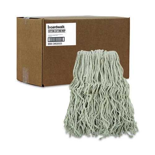 Mops | Boardwalk BWKCM02032S #32 Cut-End Cotton Mop Head - White (12/Carton) image number 0