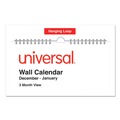 Calendars & Planners | Universal 71003 12 in. x 27 in. 14-Month (Dec 2025-Jan 2027) Three-Month Wall Calendar - White/Red Sheets image number 2