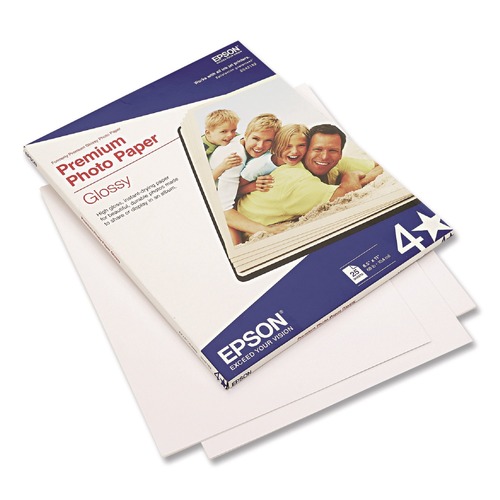 Photo Paper | Epson S042183 8.5 in. x 11 in. 10.4 mil Premium Photo Paper - High-Gloss Bright White (25/Pack) image number 0