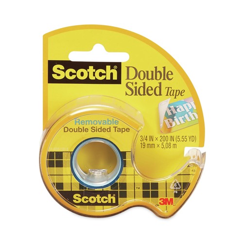 Office Jansan | Scotch 667 0.75 in. x 33.33 ft. 1 in. Core Double-Sided Removable Tape in Handheld Dispenser - Clear (1 Roll) image number 0