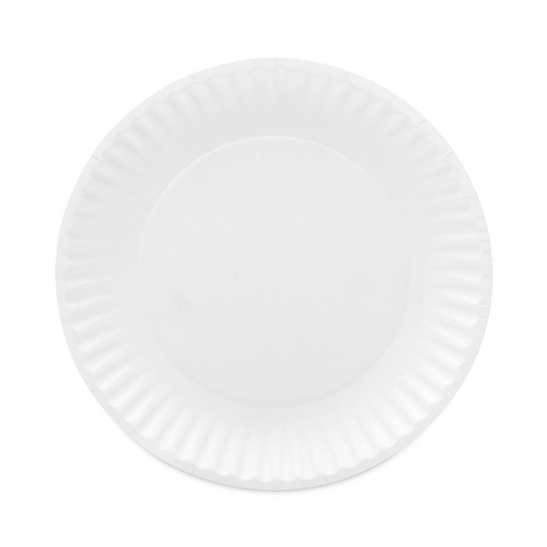 AJM Packaging Corporation AJM CP9GOAWH Coated Paper Plates, 9-in Dia, White, 100/pack, 12 Packs/carton image number 0