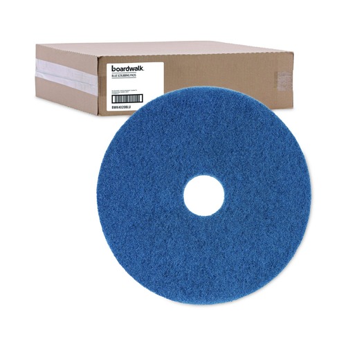 Office Jansan | Boardwalk BWK4020BLU 20 in. Diameter Scrubbing Floor Pads - Blue (5/Carton) image number 0