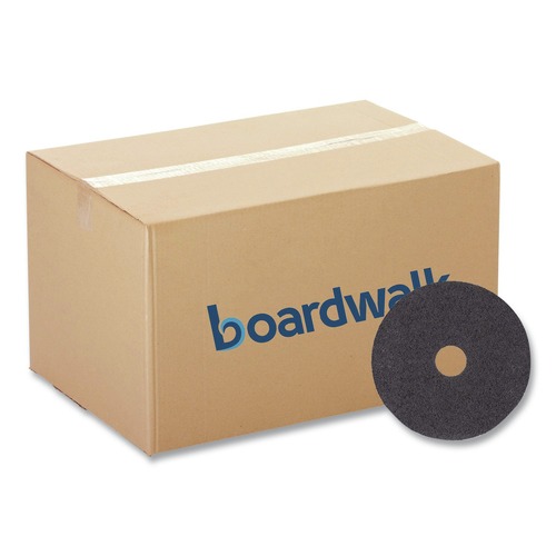 Cleaning & Janitorial Accessories | Boardwalk BWK4019HIP 19 in. Diameter High Performance Stripping Floor Pads - Black (5/Carton) image number 0