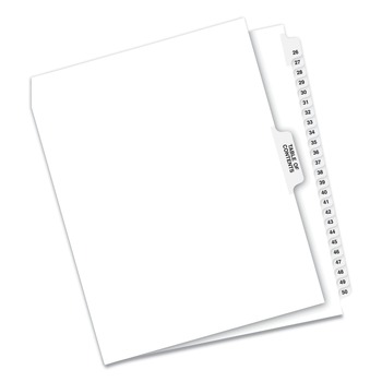 Avery 11 in. x 8.5 in. 26-Tab Preprinted Legal Exhibit Side 26 to 50 Tab Index Dividers - White (1-Set)