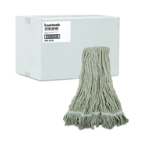 Cleaning & Janitorial Supplies | Boardwalk BWK4024CCT Pro Loop Web/Tailband Cotton Wet Mop Head (12/Carton) image number 0