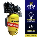 Stationary Air Compressors | EMAX ESP10V120V1 10 HP 120 Gallon 2 Stage Single Phase Industrial V4 Pressure Lubricated Pump 38CFM@100 PSI Plus Patented SILENT Air Compressor image number 1