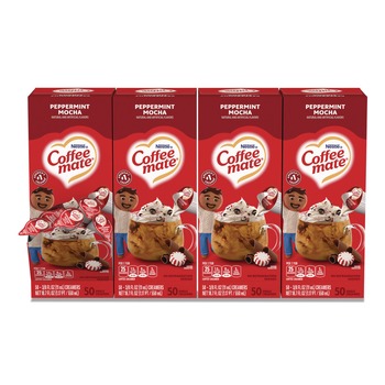 Coffee-Mate 0.38 oz. Mini Cups Liquid Coffee Creamer - Peppermint Mocha (200/Carton)