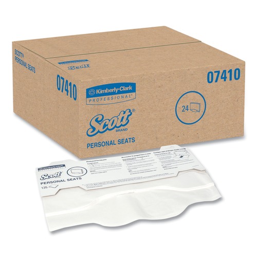 Paper & Dispensers | Scott 7410 Personal Seats 15 in. x 18 in. Sanitary Toilet Seat Covers - White (125/Pack) image number 0