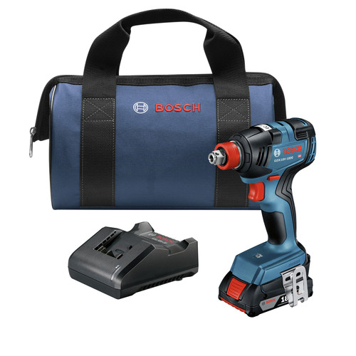 Impact Drivers | Factory Reconditioned Bosch GDX18V-1800B12-RT 18V EC Brushless Lithium-Ion 1/4 in. and 1/2 in. Cordless 2-in-1 Bit/Socket Impact Driver Kit (2 Ah) image number 0