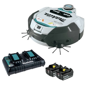 ROBOTIC VACUUMS | Makita DRC300PT 18V X2 LXT Brushless Cordless Smart Robotic HEPA Filter Vacuum Kit with 2 Batteries (5 Ah)