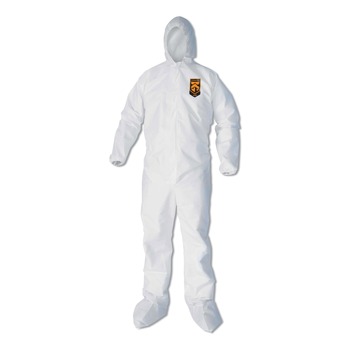 Ansell A40 Elastic-Cuff, Ankle, Hood and Boot Coveralls - 4X-Large, White (25/Carton)