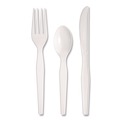 Cutlery | Dixie CH26C7 Heavyweight Polystyrene Plastic Fork/Knife/Teaspoon - White (250/Carton) image number 1